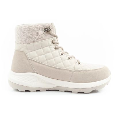 4. Lee Cooper buty sportowe damskie zimowe trekkingowe ocieplane kremowe skóra ekologiczna