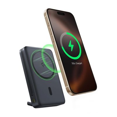 3. Powerbank Baseus Nomos 10000mAh 30W Qi2 z podstawką kompatybilny z MagSafe z wbudowanym kablem USB-C - czarny