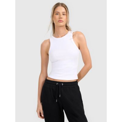 Top slim z prążkowanej dzianiny damski 4F 4FRAW25TSLEF310-10S