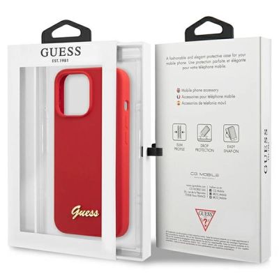 8. Etui Guess Silicone Vintage Gold Logo na iPhone 13 Pro Max - czerwone