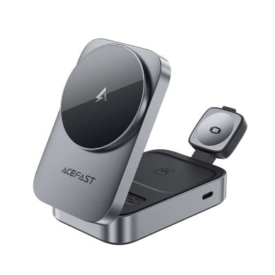 2. Stacja ładująca Acefast E22 3w1 bezprzewodowa indukcyjna kompatybilna z MagSafe - szara