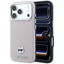 Etui Karl Lagerfeld Grained Choupette Head Metal MagSafe na iPhone 17 Pro Max / 18 Pro Max - różowe