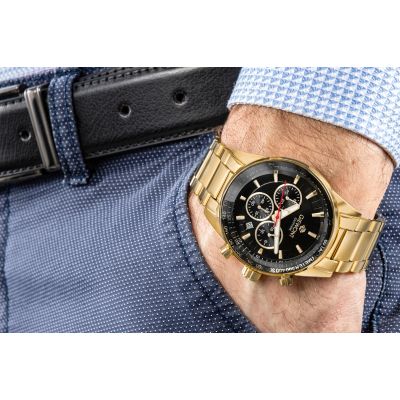 4. Zegarek Męski Giewont Chronograph Sapphire Złoto Czarny GW9140-B4
