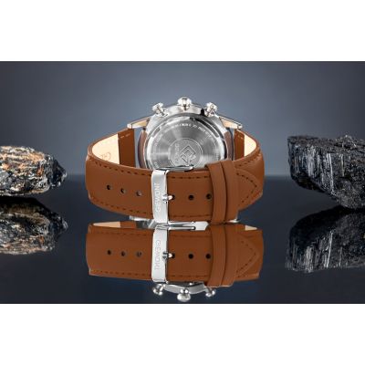 6. Zegarek Męski Giewont Chronograph Sapphire Brązowo Niebieski GW5630-A6