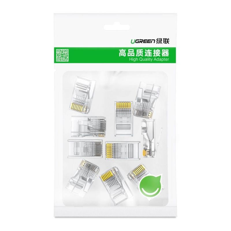 8. Ugreen 100x wtyk wtyczka złączka końcówka RJ45 8P8C Cat 6 przezroczysty (60558)