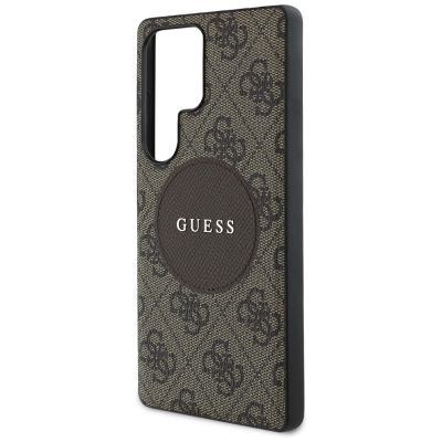 6. Etui Guess 4G Round Patch Classic Logo MagSafe do Samsung Galaxy S25 Ultra brązowy