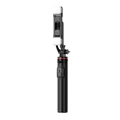 10. Selfie stick WC12YDS teleskopowy tripod 1.3m ze stopu aluminium z podwójną lampą i uchwytem na telefon - czarny