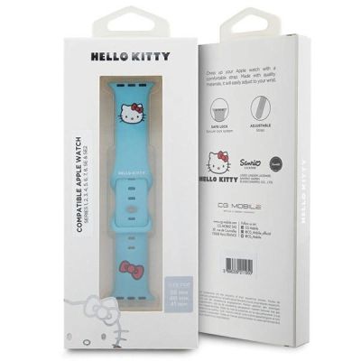 5. Pasek Hello Kitty Silicone Kitty Head na Apple Watch 38/40/41mm - niebieski