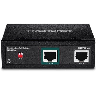 3. TRENDnet TI-SG104 - Rozgałęźnik PoE (do montażu na szynie DIN) - 95 Watt - Złącza wyjściowe: 1
