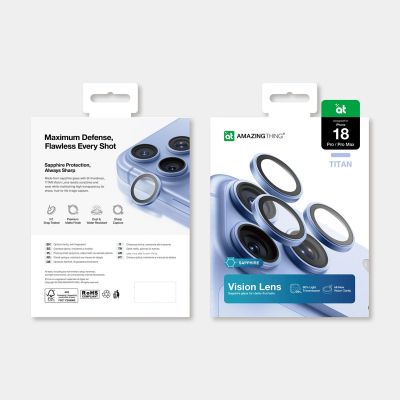 4. Szkło szafirowe na obiektyw aparatu AMAZINGTHING Titan Vision Lens Sapphire na iPhone 18 Pro / 18 Pro Max - niebieskie