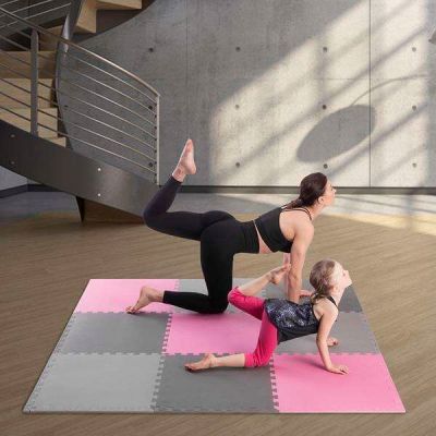 3. Mata puzzle Multipack One Fitness MP10 różowo-szare 9 elementów 10 mm