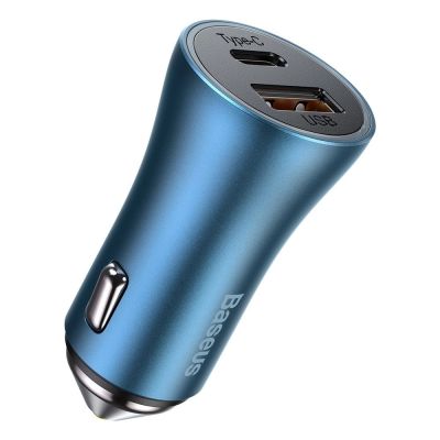 2. Baseus Golden Contactor Pro szybka ładowarka samochodowa USB Typ C / USB 40 W Power Delivery 3.0 Quick Charge 4+ SCP FCP AFC + kabel USB Typ C - Lightning niebieski (TZCCJD-03)