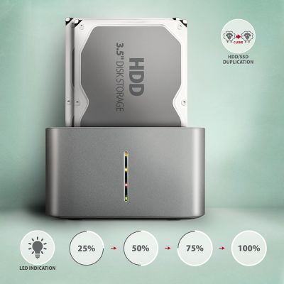 3. Stacja dokująca AXAGON ADSA-DC USB3.2 Gen1 - 2x SATA 6G CLONE DUAL HDD ASMedia