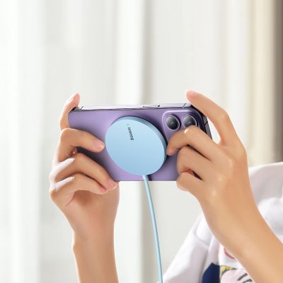 11. Baseus Simple Mini3 ładowarka magnetyczna MagSafe Qi 15W niebieska
