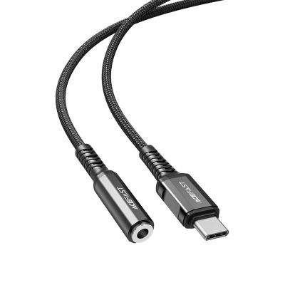2. Acefast kabel audio USB Typ C - 3,5mm mini jack (żeński) 18cm, DAC, AUX czarny (C1-07 black)