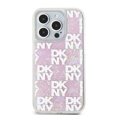 3. Etui DKNY Liquid Glitter Multilogo na iPhone 15 Pro - różowe