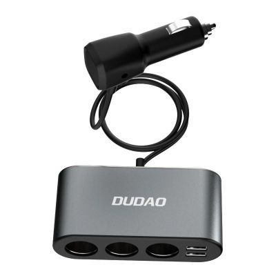 4. Dudao ładowarka samochodowa 2x USB / 3x rozdzielacz gniazda zapalniczki czarny (R1Pro black)