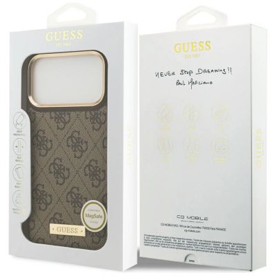 8. Etui Guess 4G Logo Plate MagSafe na iPhone 17 Pro Max - brązowe