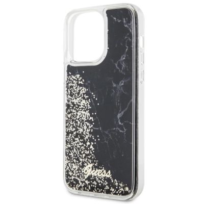 6. Etui Guess Liquid Glitter Marble na iPhone 14 Pro Max - czarne