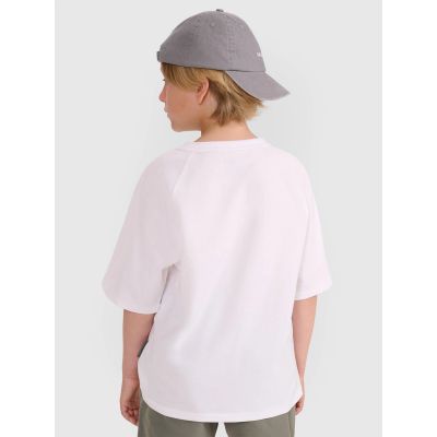 3. T-shirt oversize gładki chłopięcy 4F 4FJWAW25TTSHM2411-10S