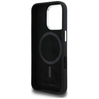 7. Etui Karl Lagerfeld Silicone Heart Sign Logo MagSafe na iPhone 16 Pro - czarne