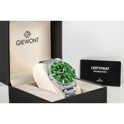7. Zegarek Męski Giewont Chronograph Sapphire Srebrno Zielony GW3970-B8