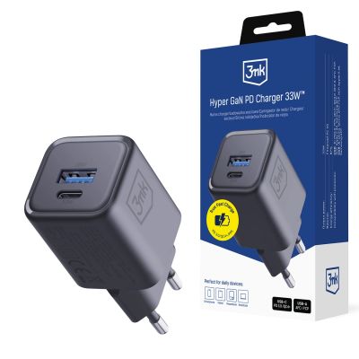 20. Ładowarka sieciowa 3mk Hyper Charger PD 33W GaN QC4+ PPS AFC FCP SCP 1A1C - czarna