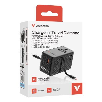 3. Ładowarka Verbatim Charge 'n' Travel 70W 2C