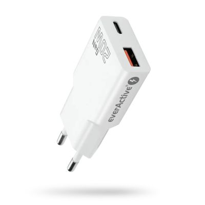2. EVERACTIVE ŁADOWARKA SIECIOWA 1 X USB, 1 X USB-C QUICK CHARGE 3.0 20W SUPER SLIM BIAŁA SC-340Q