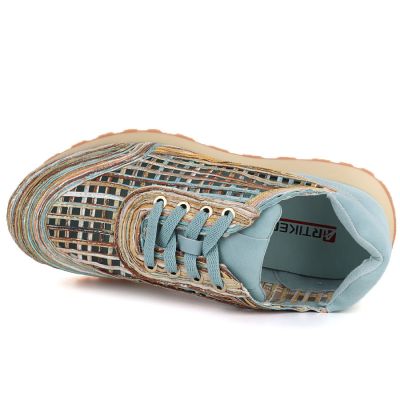 3. Półbuty damskie ażurowe błękitno beżowe Artiker 58C1289