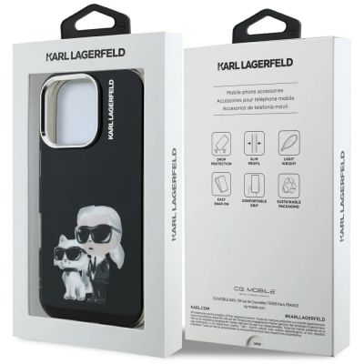8. Etui Karl Lagerfeld IML Aquarelle Karl & Choupette & Logo na iPhone 16 Pro Max - czarne