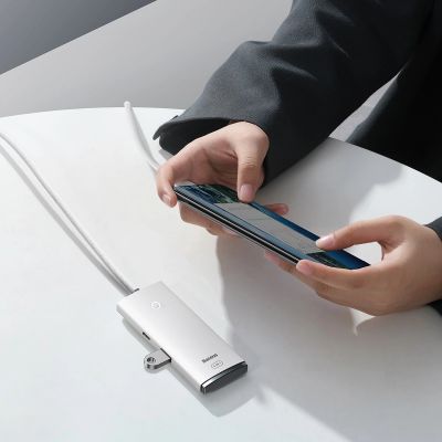 10. Baseus Lite Series przejściówka HUB USB Typ C - 4x USB 3.0 2m biały (WKQX030502)
