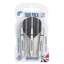 Harrows Twin Pack shafty Supergrip + piórka Supergrip (white)