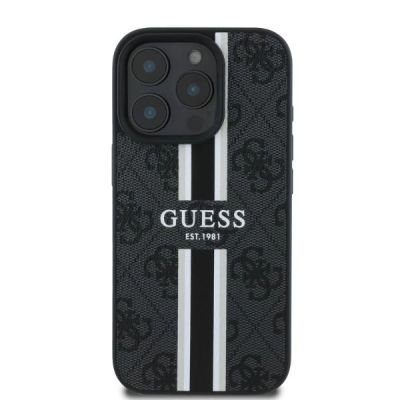3. Etui Guess 4G Printed Stripes MagSafe na iPhone 16 Pro - czarne
