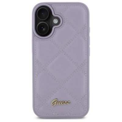 3. Etui Guess Quilted Metal Logo na iPhone 16 - jasnofioletowe