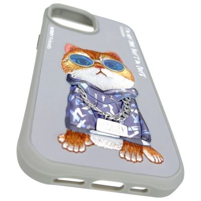 9. Etui Nimmy Glasses Cool Cat na iPhone 15 - szare