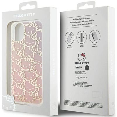 8. Etui Hello Kitty IML Gradient Electrop Crowded Kitty Head na iPhone 11 / Xr - różowe