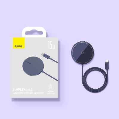 23. Baseus Simple Mini3 ładowarka magnetyczna MagSafe Qi 15W niebieska