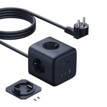 Listwa zasilająca Baseus EnerFill FA11 67W kostka USB-A + USB-C + 3 x gniazdo EU 1,5m - czarna