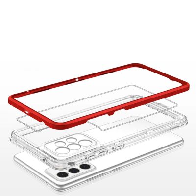 5. Clear 3in1 etui do Samsung Galaxy A73 żelowy pokrowiec z ramką czerwony