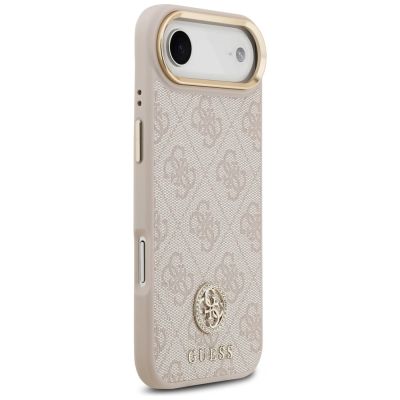 4. Etui Guess 4G Strass Logo & Big Strap Metal Buttons MagSafe na iPhone Air - różowe