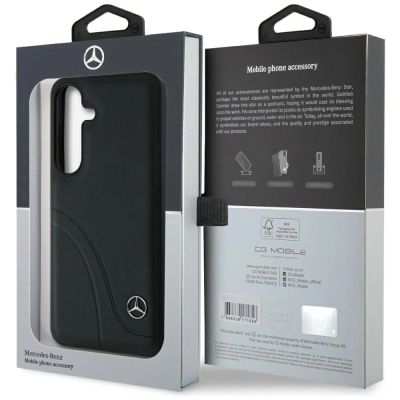 8. Etui Mercedes Leather Curved Stitches na Samsung Galaxy S25 - czarne