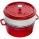 2. STAUB LA COCOTTE Garnek żeliwny okrągły z wkładem 3.8 ltr czerwony