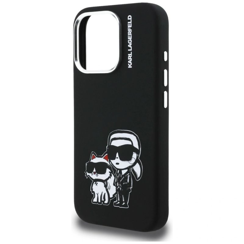 6. Etui Karl Lagerfeld Silicone Karl&Choupette Sketch MagSafe na iPhone 16 Pro Max - czarne