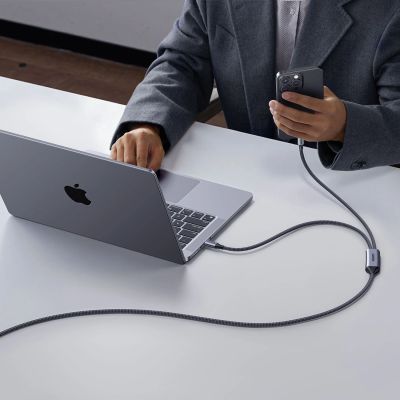 16. Kabel Ugreen 2w1 USB-C - 2xUSB-C PD 140W 2m - czarny