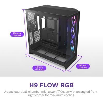10. NZXT OBUDOWA H9 FLOW RGB+ MIDI TOWER Z OKNEM CZARNA
