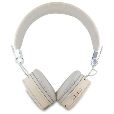 3. Słuchawki nauszne Bluetooth Guess Grained Classic Round Shape ENC - beżowe
