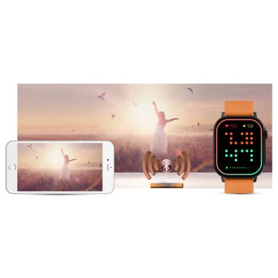 21. Smartwatch Gravity GT15-2 Pomarańczowy Pasek Silikonowy + Czarna Bransoleta