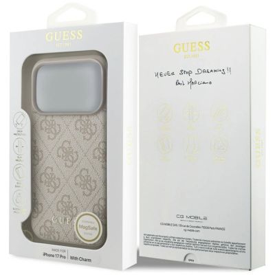 7. Etui Guess 4G Charms Collection MagSafe na iPhone 17 Pro - różowe