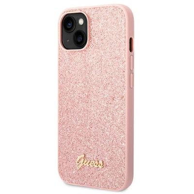 2. Etui Guess Glitter Script na iPhone 14 Plus - różowe
